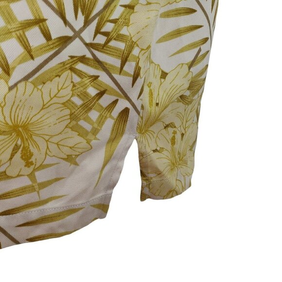 Tommy Bahama Silk Hawaiian Shirt Size Large Chartreuse Green Floral Print Aloha - Picture 7 of 10